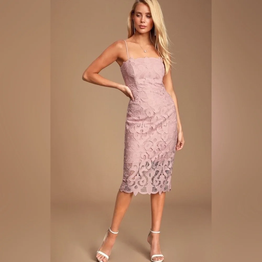 Bardot Lina Blush Lace Midi Dress - Picture 2 of 9